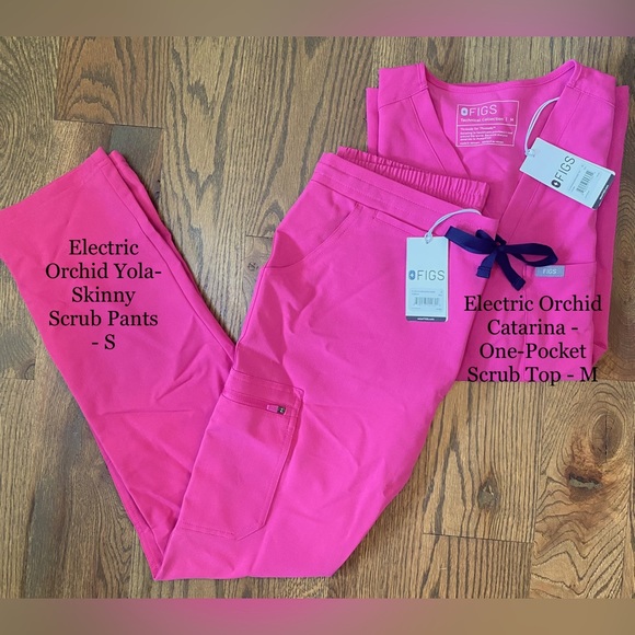 Figs Tops New Figs Electric Orchid Skinny Scrub Pants And One